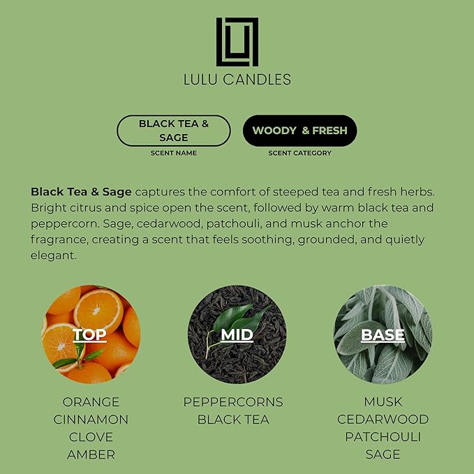 Aroma by Lulu - Black Tea & Sage - Luxury Fragrance Oil for Waterless Cold Air Diffusers - Aromatherapy Fragrance Oil Blend for The Home or Office