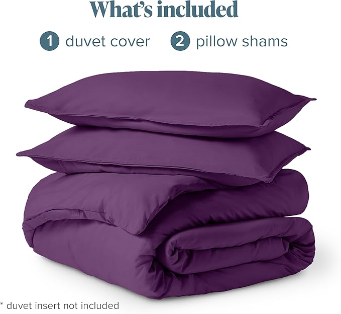 Bare Home Bedding Duvet Cover Queen Size - Premium 1800 Super Soft Collection - Lightweight, Cooling Duvet Cover - Soft Breathable Bedding (Queen, Plum)