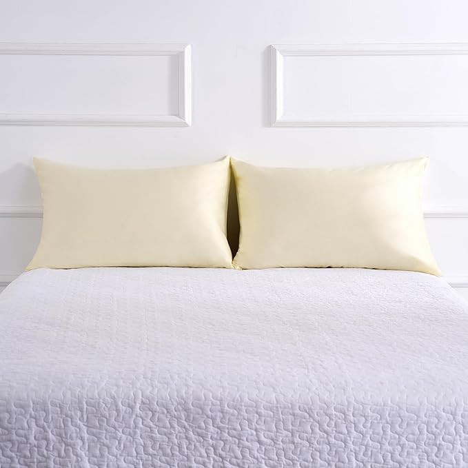 Cotton Pillow Protectors/Cases Queen Size with Zipper 2 Pack Ivory Color,Cooling & Breathable Bed Pillow Protectors Set of 2 Pillow Cases Cover (Queen Size 20" x 30")