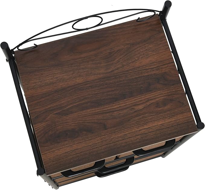 Household Essentials Mid Century Walnut & Iron 4-Drawer Chest
