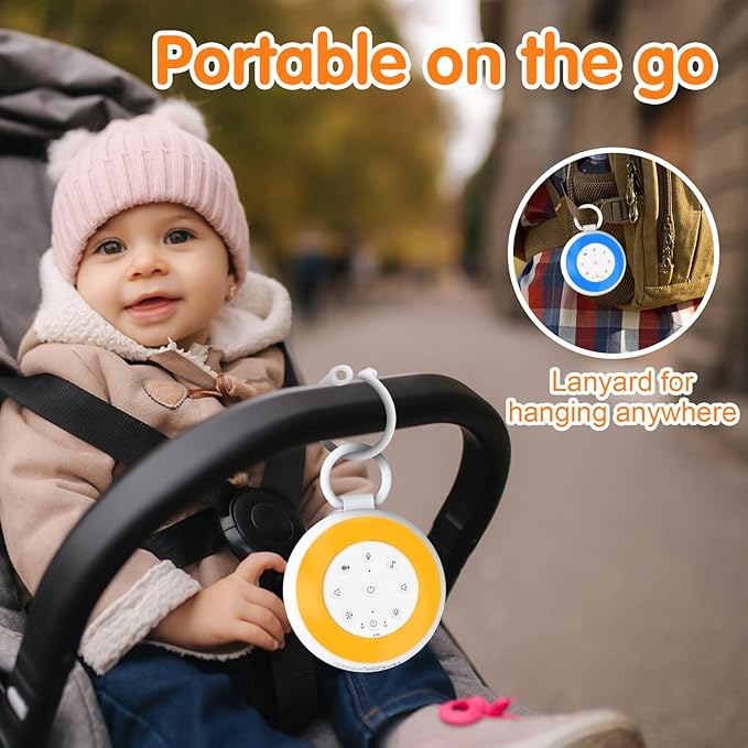 Portable White Noise Sound Machine for Baby, Kids, Adults Sleep - 24 Soothing Natural Sounds, 7 Color Night Light, Portable Wireless Bluetooth Pillow Speaker for Home, Travel, Nursery, Office