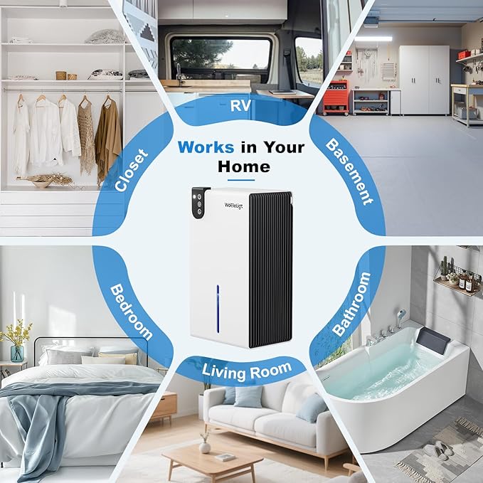 98 OZ Small Dehumidifier for Home 1000 Sq Ft, Quiet Dehumidifier with Drain Hose, Auto Shut-Off, Sleep Mode, 7-Color Light for Basement, Bedroom, Bathroom, Closet, RV (Cream Black)