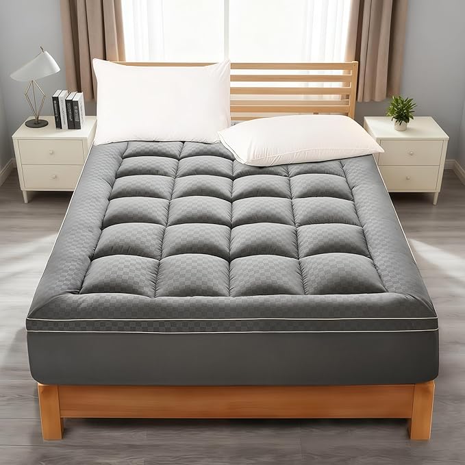 2~3In Extra Thick Mattress Topper Cooling Pillow Top Airflow Design for Hot Sleepers, Soft Comfort & Supportive, Pressure-Relieving Pad for Back & Side Sleepers, Easy Setup & Wash, Full 54”*75”