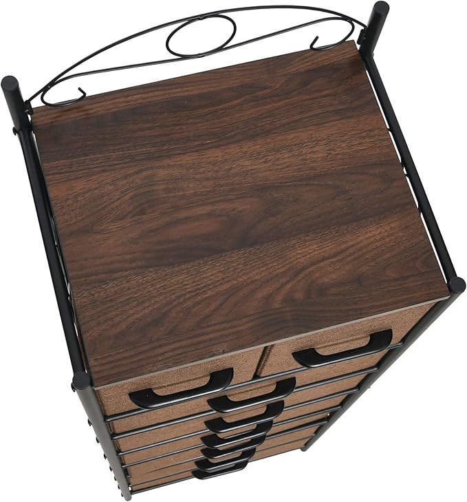 Household Essentials Walnut & Iron Eight-Drawer Dresser Tower