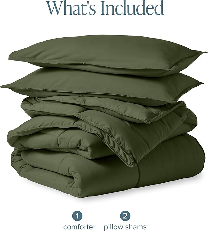 Bare Home Comforter Set - California King Size - Ultra-Soft - Goose Down Alternative - Premium 1800 Series - All Season Warmth (California King, Cypress)