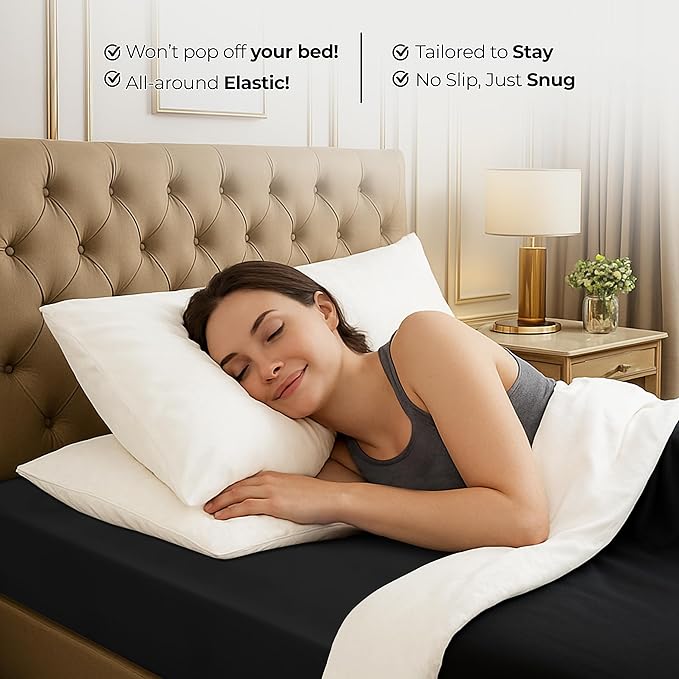 Utopia Bedding Twin Fitted Sheet - Bottom Sheet - Deep Pocket - Soft Microfiber - Shrinkage and Fade Resistant - Easy Care -1 Fitted Sheet Only (Black)