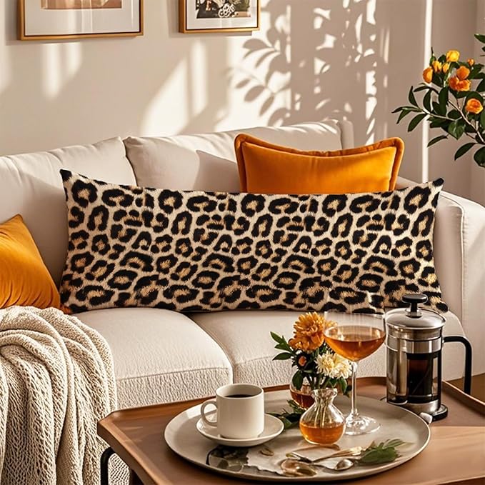 Cheetah Print 20x54 Body Pillow Cover, Leopard Room Decor, Y2k Wild Animal Cheetah Print Decorative Long Body Pillow Cases for Girls Bedroom Dorm Apartment Bed Couch