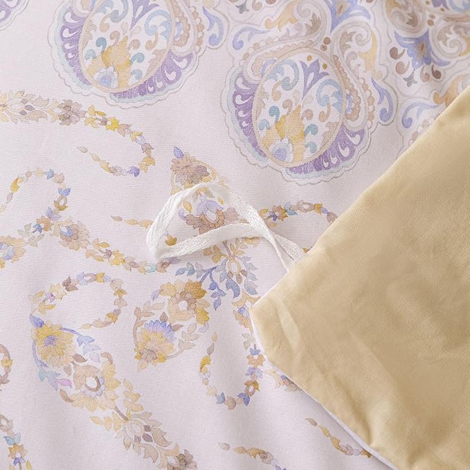 OAITE Duvet Cover Set Twin Size Floral Pattern Ultra Soft 100% Cotton Duvet Cover Sets 3-PC, Breathable Duvet Cover with Zipper Closure & Corner Ties(2 Pillow Shams,1 Duvet Cover)