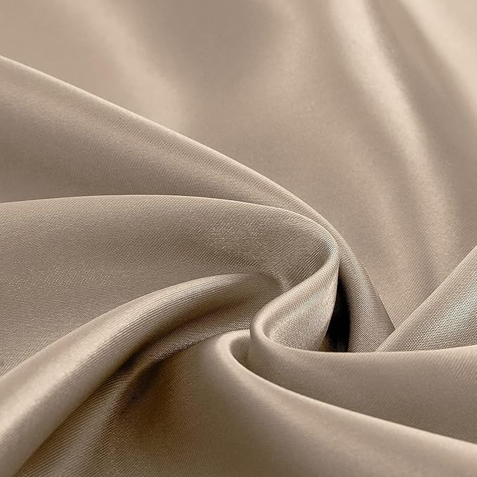 Homiest 3pcs Satin Sheets Set Luxury Silky Satin Bedding Set with Deep Pocket, 1 Fitted Sheet + 1 Flat Sheet + 1 Pillowcase (Twin XL Size, Taupe)