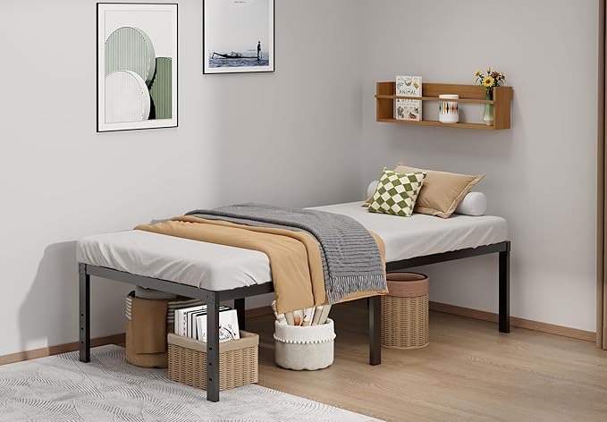 LUMUNANCE Metal Bed Frame Twin Size - 18 Inch Heavy-Duty Twin Platform Bed Frame No Box Spring Needed, Easy Assembly, Noise-Free, Sturdy Mattress Foundation, Underbed Storage Space