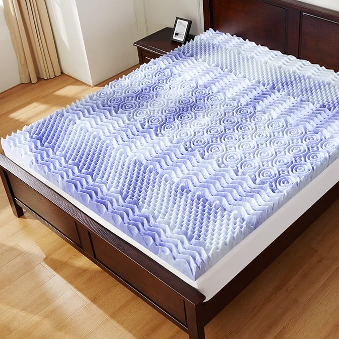 Dreamsmith 4 Inch 7-Zone Twin Memory Foam Mattress Topper, Cooling Gel Infused Foam Mattress Pad, Twin Size Bed, Made with CertiPUR-US® Certified Foam, Dorm Room Essentials
