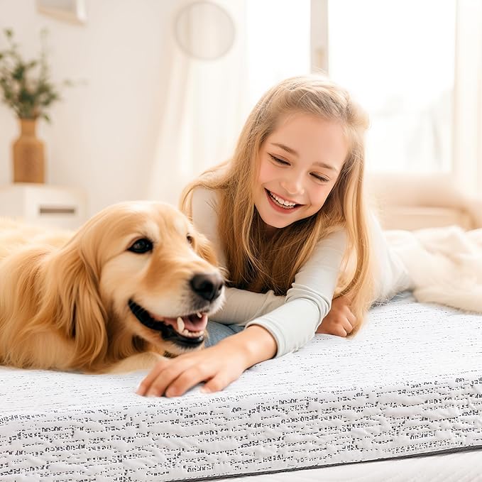 Subrtex Mattress Topper Cover King Size 4 Inch (Only Cover) Mattress Topper Protector Bedding Removable Encasement with Zipper Closure