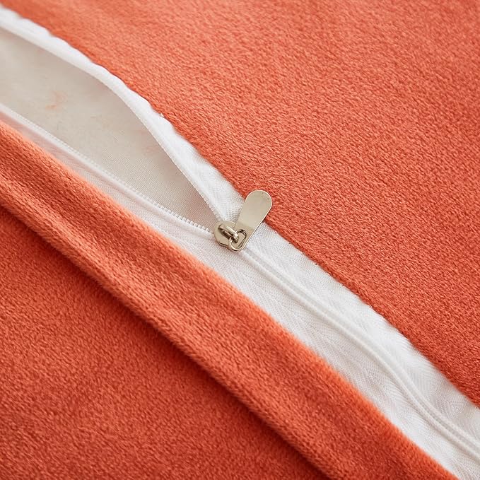 JAUXIO Faux Fur Fluffy Body Pillow Cover Luxury Textured Vertical Stripe Plush Decorative Body Pillowcase, Ultra Soft and Cozy Zipper Closure 21 x 54 Inches, Coral Orange
