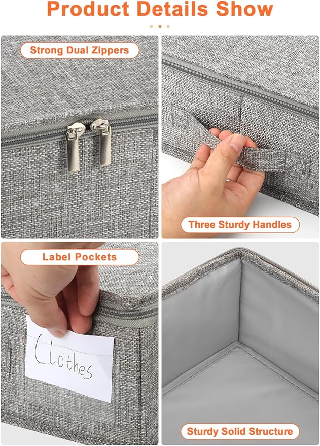punemi 5 inches High Low Profile Under Bed Storage, Underbed Storage Containers With Sturdy Sidewalls & Bottom, Slim Under Couch Sofa Storage, Shallow Clothes Storage Bins, 2Pack, Grey