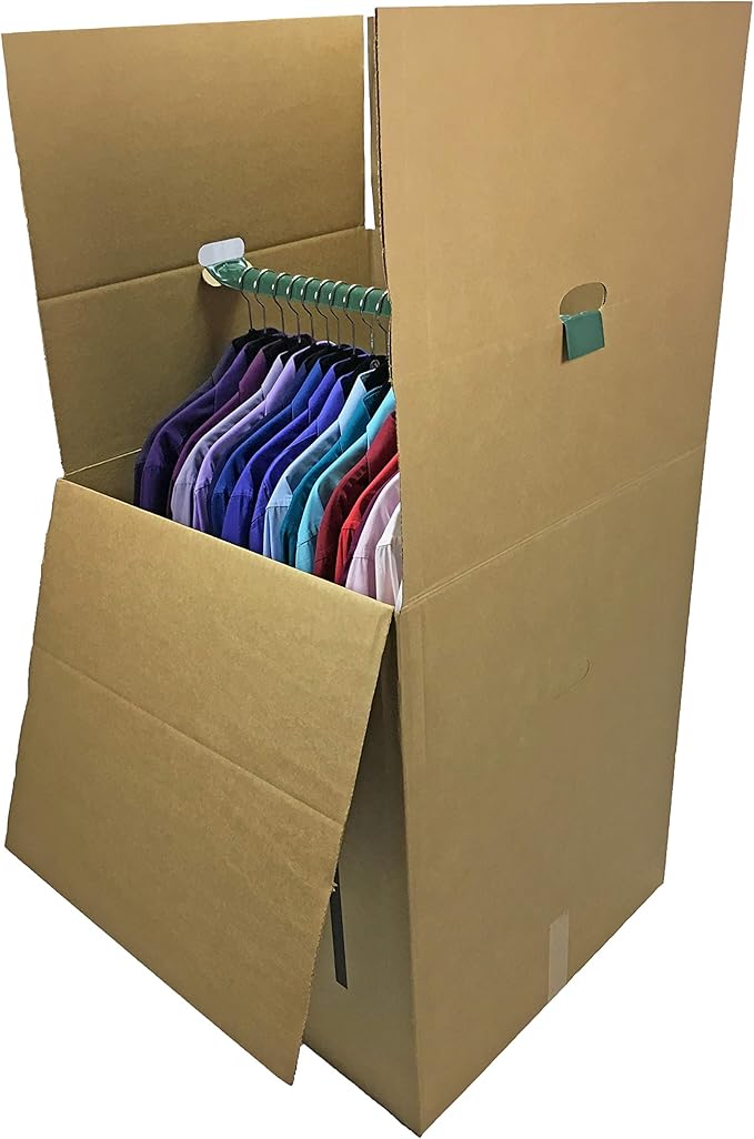 UBOXES Space Saving Wardrobe Moving Boxes 20 x 20 x 34 Inches Moving Boxes, 1-Pack, Kraft/Corrugated (BOXMINIWAR01)