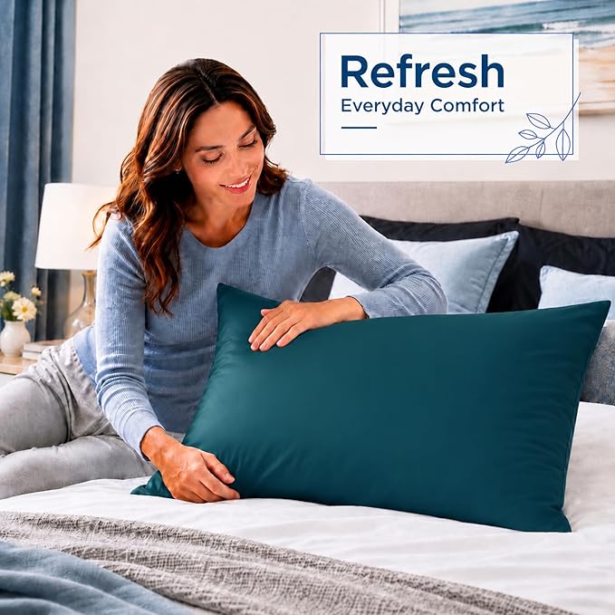 ZPECC Pillow Cases Standard Size Set of 4, 20x26 Envelope Closure Pillowcases, Soft Plain Brushed Microfiber Covers Hypoallergenic Breathable, Teal