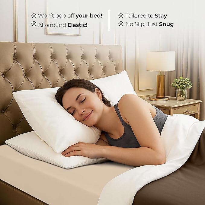 Utopia Bedding Twin Fitted Sheet - Bottom Sheet - Deep Pocket - Soft Microfiber - Shrinkage and Fade Resistant - Easy Care -1 Fitted Sheet Only (Beige)