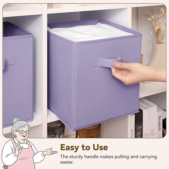 GRANNY SAYS Cube Storage Bins, 11 Inch Cube Storage Organizer, Fabric Collapsible Storage Bins, Storage Cubes for Shelves, Closet, Lavender Purple, 8-Pack