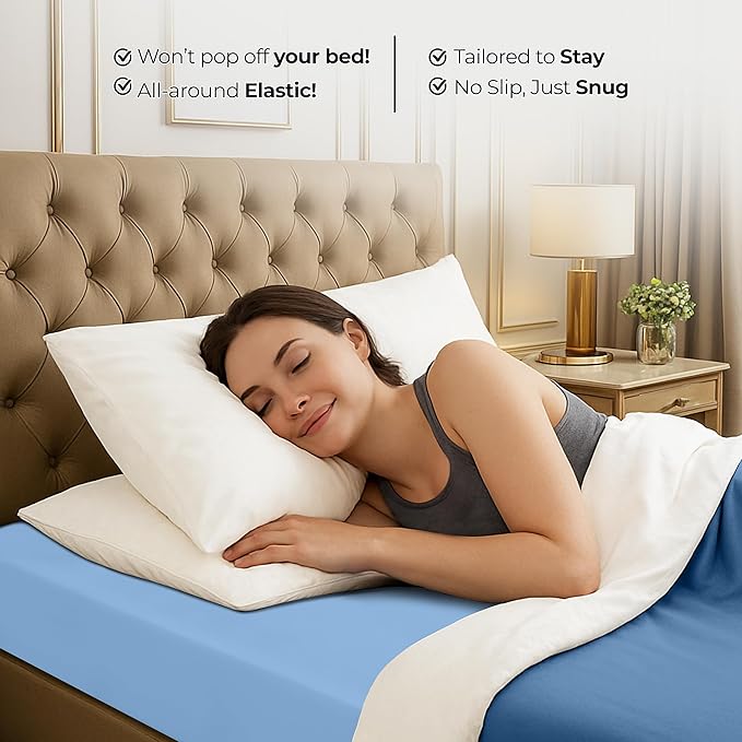 Utopia Bedding Queen Fitted Sheet - Bottom Sheet - Deep Pocket - Soft Microfiber - Shrinkage and Fade Resistant - Easy Care -1 Fitted Sheet Only (Dutch Blue)