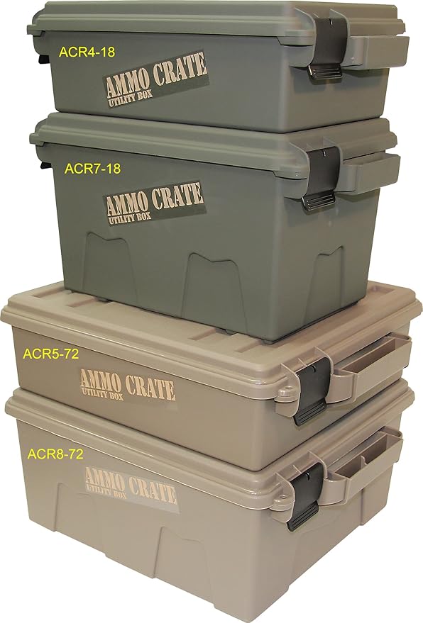 MTM ACR4-18 Ammo Crate Utility Box-Carry up to 65lbs of gear-Stackable design,double padlock for security - Water-resistant O-ring seal - Army Green,(Pack of 4)