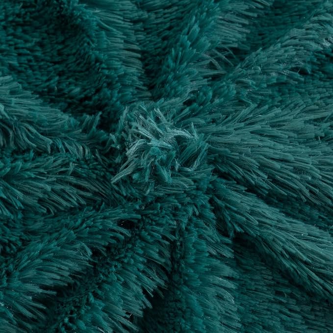 Reafort Luxury Long Hair, PV Fur, Faux Fur Euro Sham Pillow Cover/Case 26"x26" with Zipper Closure (Evergreen, Euro Sham)