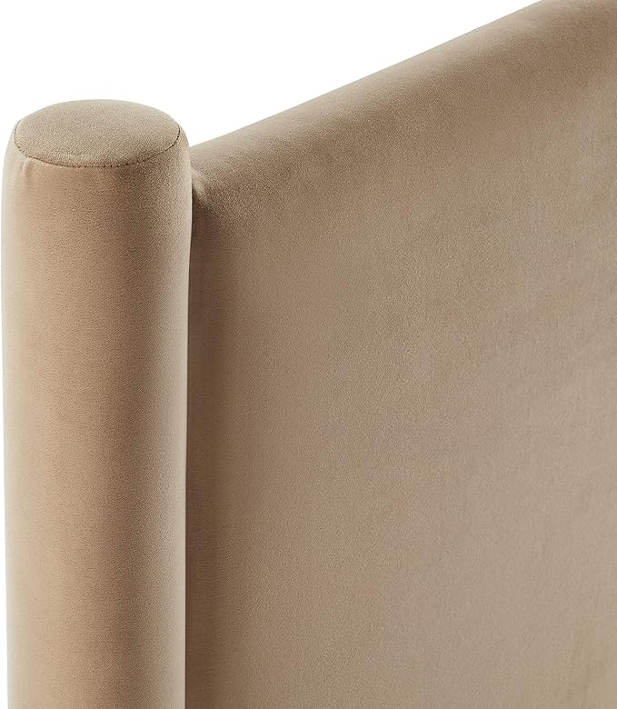 Modway Rael Twin Upholstered Headboard with Pillars in Taupe – Velvet Headboard – Stain-Resistant Performance Velvet Headboard for Twin Beds