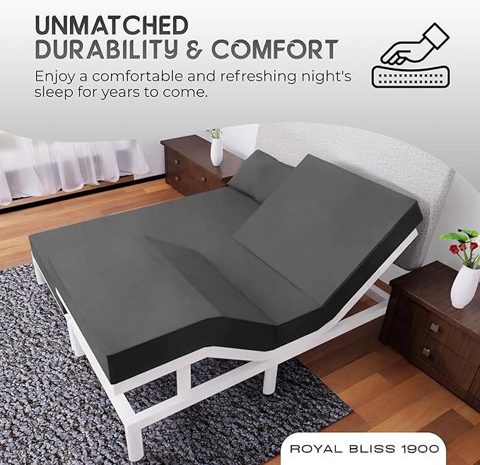 Split Queen Sheets - 5 Pcs Set for Adjustable Bed - Soft, Wrinkle-Resistant (Dark Grey)