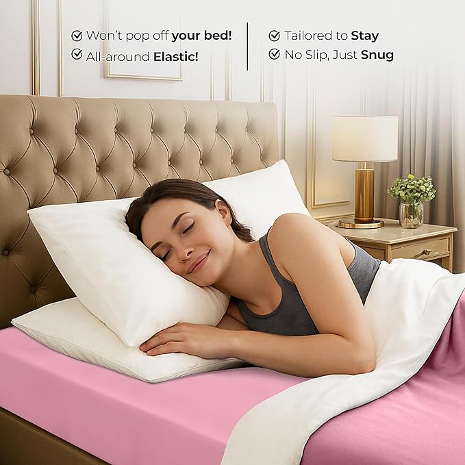 Utopia Bedding Queen Fitted Sheet - Bottom Sheet - Deep Pocket - Soft Microfiber - Shrinkage and Fade Resistant - Easy Care -1 Fitted Sheet Only (Pink)