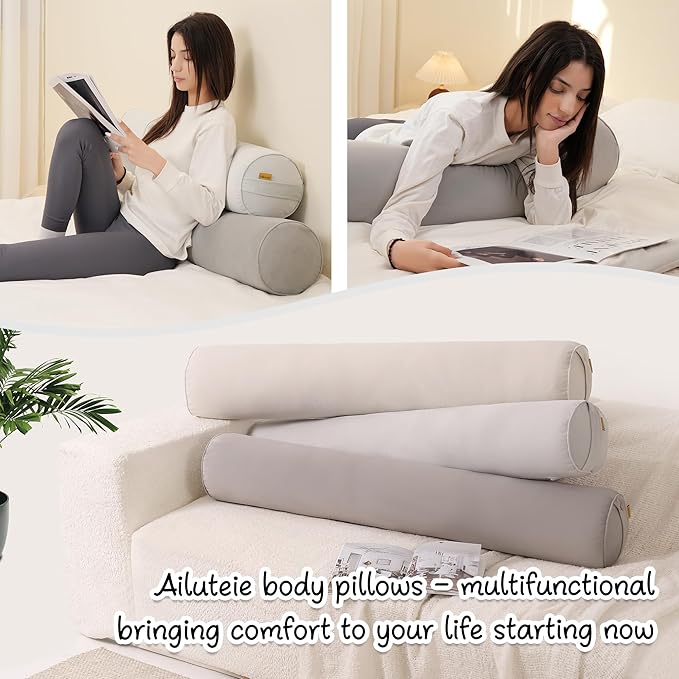 Body Pillow for Adults,Long Round Pillow,Big Cylindrical Pillow,Large Full Bolster Pillows for Side Sleepers (Zinc Gray, 47.24"*7.87")