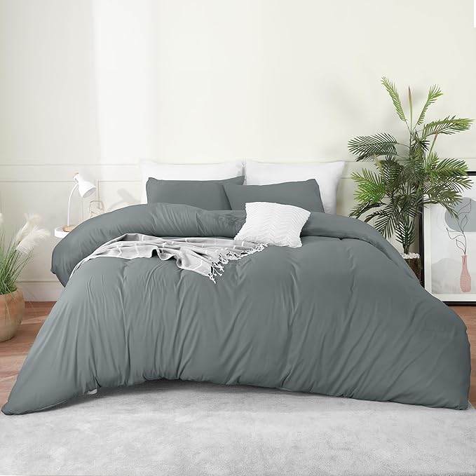 Utopia Bedding Duvet Cover Set with Pillowcases - 3 Pieces Bedding Duvet Cover with Zipper Closure - 1 Duvet Cover with 2 Pillowcases - Soft Brushed Microfiber (Full, Grey)