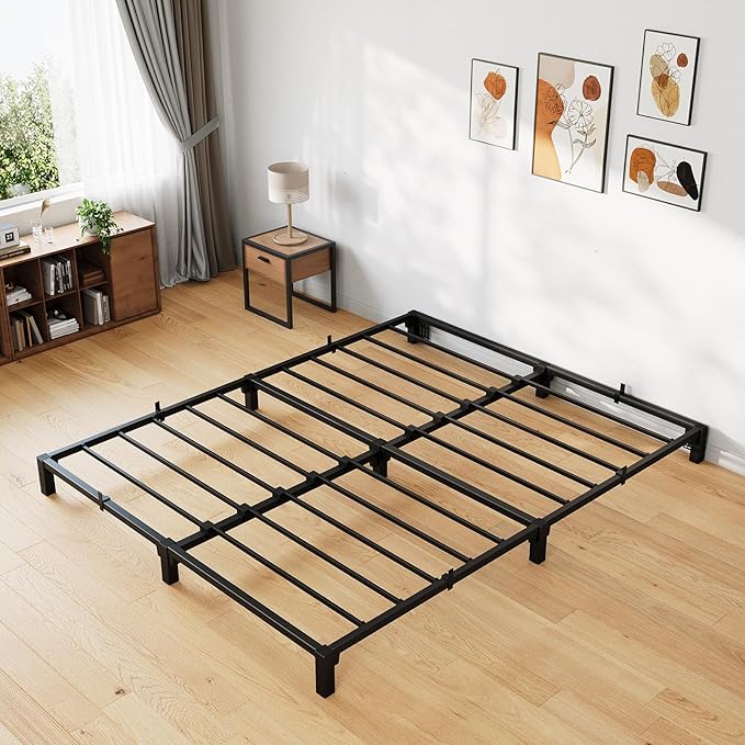 GarveeHome 6 Inch Full Bed Frame, Heavy Duty Metal Platform Bed Frame with Iron Slat Support, No Box Spring Needed, Tool-Free Assembly, Supports 800 Lbs