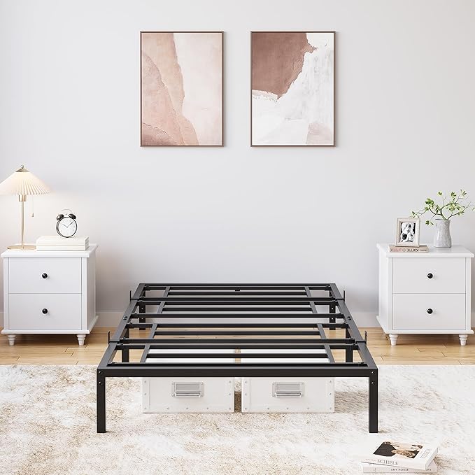 GarveeHome Twin Size Bed Frame, 10 Inch Metal Platform Bed Frames with Heavy Duty Steel Slat Support, No Box Spring Needed, Noise Free,Anti-Sliding Slat,Easy Assembly, Under Bed Storage