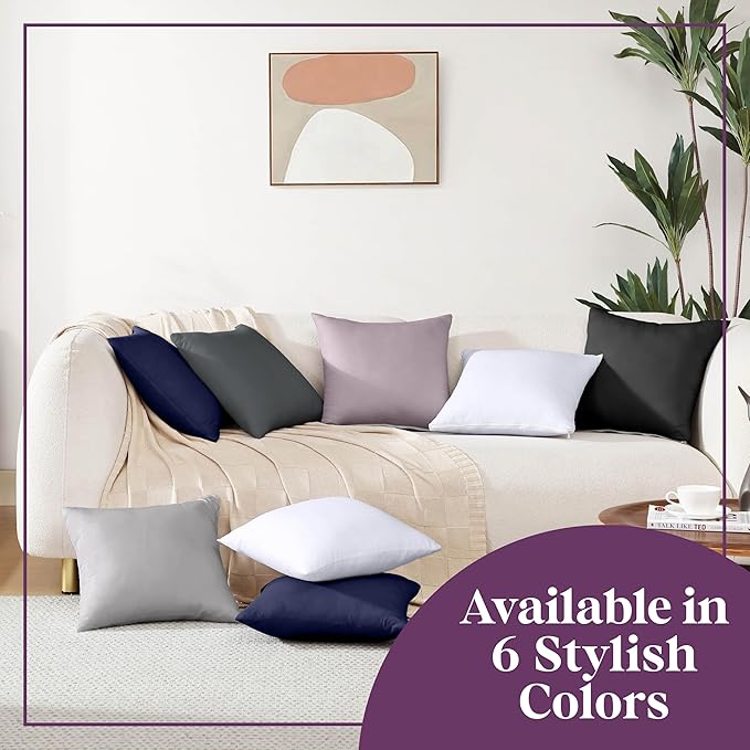 CIRCLESHOME Throw Pillow Protectors - 100% Cotton Breathable Pillowcases - 24 X 24 Square Pillowcases - Protects Pillows from Dirt, Dust and Debris (Square Pillow - 2 Pack- 24x24)