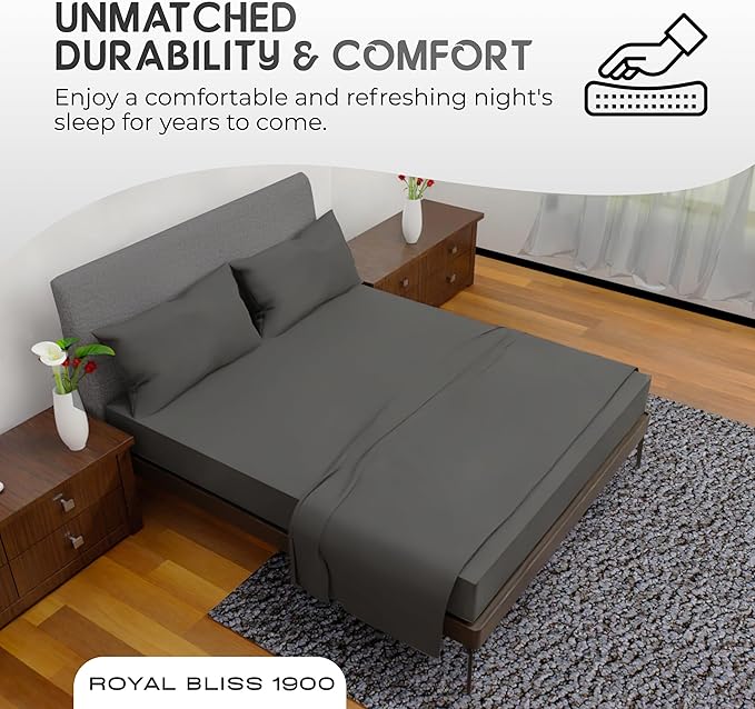 Queen Sheet Set - 4 Piece Bedding - Double Brushed Queen Size Bed Sheets, Deep Pocket (Dark Grey)