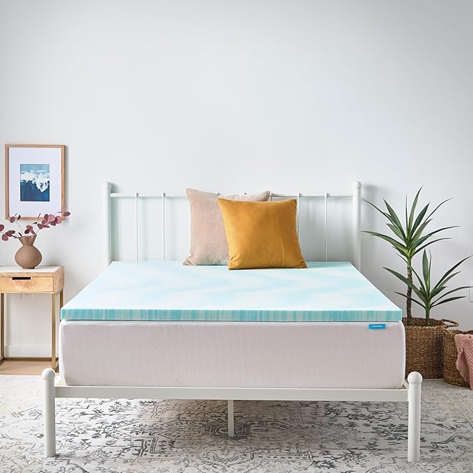 Linenspa 2 Inch Swirl Gel Memory Foam Mattress Topper, Twin Size – Cooling Gel Infused, Ventilation Holes – Pressure Relieving Bed Topper – CertiPUR Certified
