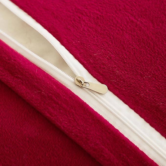 JAUXIO Faux Fur Fluffy Body Pillow Cover Luxury Textured Vertical Stripe Plush Decorative Body Pillowcase, Ultra Soft and Cozy Zipper Closure 21 x 54 Inches, Burgundy