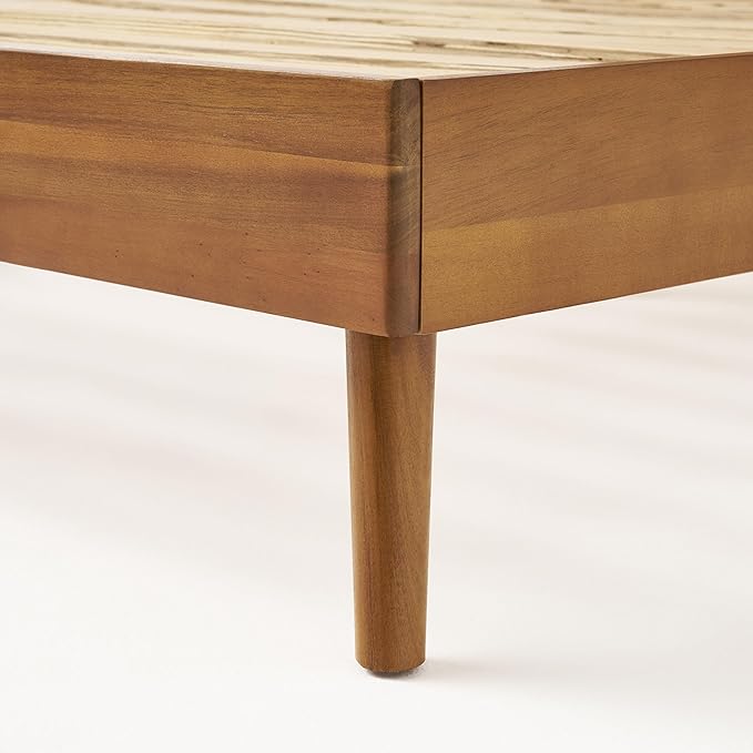 Merax Twin XL Size Solid Wood Platform Bed, Mid-Century Modern Bed Frame with Splayed Legs, 600 lbs Weight Capacity, No Box Spring Needed, Natural