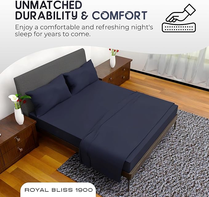 California King Sheet Sets – 4Pcs Cal King Bedding Set, Deep Pocket, Double Brushed Microfiber, Fade Resistant, Soft & Breathable Bed Sheets for Ultimate Comfort(Navy Blue)