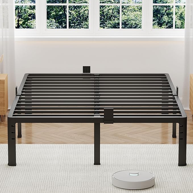 NKZ 12 Inch Full Bed Frame, Sturdy Metal Platform with Round Corner Legs, 3,500 lbs Heavy Duty Steel Slat Support, Easy Assembly, Noise Free, No Box Spring Needed