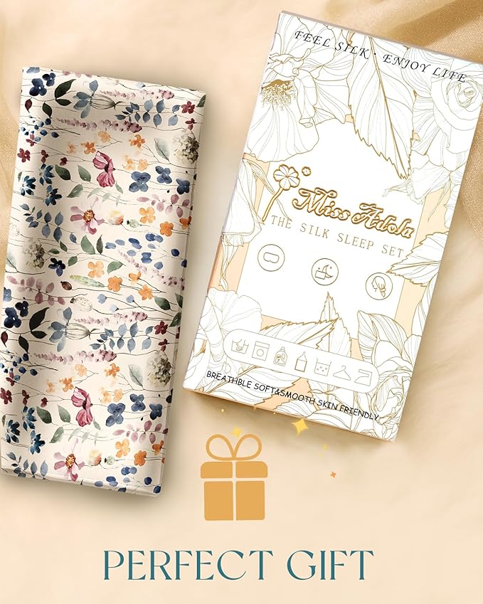 Miss Adola Silk Body Pillow Cover with Zipper - 20x54 Inch Silk Long Pillow Case for Women Ladies Adults Soft Bed Decorative Cute Boho Large Body Pillowcase Sham for Hair and Skin, Watercolor Flower