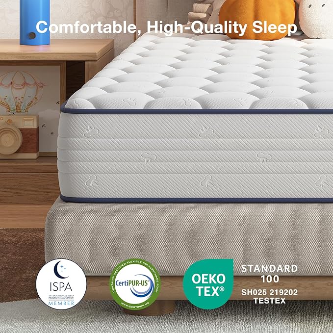Novilla Twin XL Mattress 8 inch, Hybrid Twin Mattress XL for Kids, Cool Comfort Sleep, Steel Coils for Durable Support, CertiPUR-US Certified Foam, Youth/Guest Rooms, Mattress in a Box