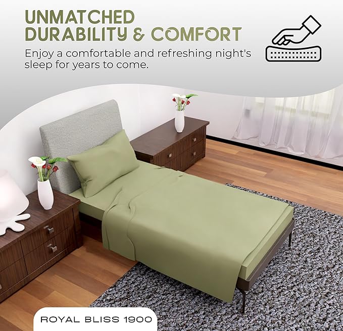 Twin Sheet Set - 3-Pcs Deep Pockets Cooling Sheets - Ultra-Soft Bedding Perfect for Twin Size (Sage)