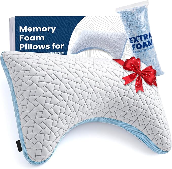 A-Pce Adjustable Pillow, Queen Size Bed Pillows for Sleeping, Shredded Memory Foam Pillows, Cooling Pillow for Side, Back, Stomach Sleepers, Bed Pillows for Hot Sleepers,Extra Fill Included