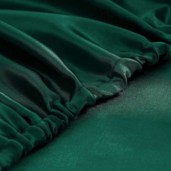 Homiest 4pcs Satin Sheets Set Luxury Silky Satin Bedding Set with Deep Pocket, 1 Fitted Sheet + 1 Flat Sheet + 2 Pillowcases (King Size, Blackish Green)