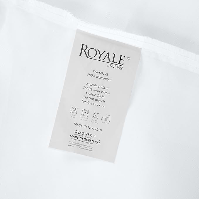 Royale Linens 6 Pack Twin Fitted Sheet Set - Bottom Sheet - Ultra Soft & Breathable - Brushed 1800 Microfiber - Wrinkle & Stain Resistant - Hotel Quality Deep Pocket Stretches Up to 16" (Twin, White)