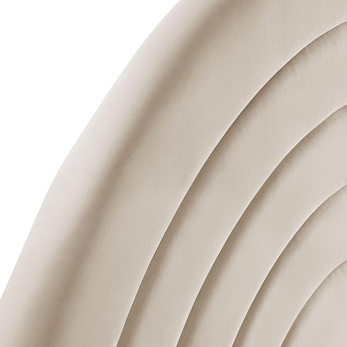 Modway Solana Soft Arch Shaped Round King Headboard in Almond – Upholstered Headboard – Stain-Resistant Performance Velvet Headboard for King Size Beds