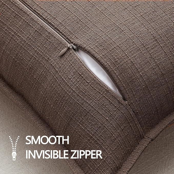 MIULEE Pack of 2 Thick Textured Couch Throw Pillow Covers, Dark Brown Decorative Pillow Covers 18x18, Neutral Linen Cushion Cases for Sofa Bed Living Room Modern Farmhouse Home Decor, No Filling