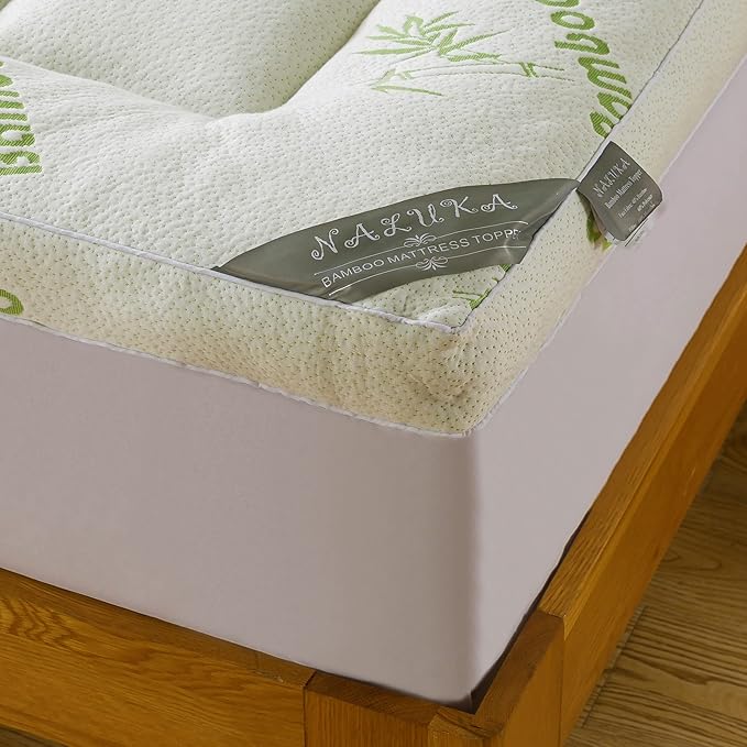 Bamboo_Viscose Mattress Topper Short Queen Size, Cooling Extra Thick Breathable Mattress pad, 8-21”Deep Pocket Soft Quilted Fitted Mattress Cover with Down Alternative Fill