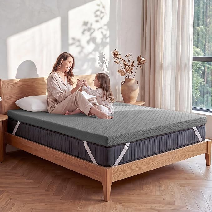 VALUXE 3 Inch Gel Memory Foam Mattress Topper California King Size High Density Cooling Pad Pressure Relief Bed Topper Grey (with Removable & Washable Bamboo Cover)