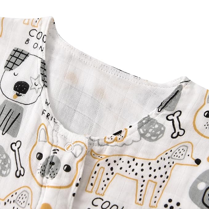 TADO MUSLIN Toddler Sleep Sack 2-4T, 0.5 TOG Lightweight Wearable Blanket, 100% Organic Cotton Muslin, Sleeveless, 2-Way YKK Zipper, OEKO-TEX Certified, Pup